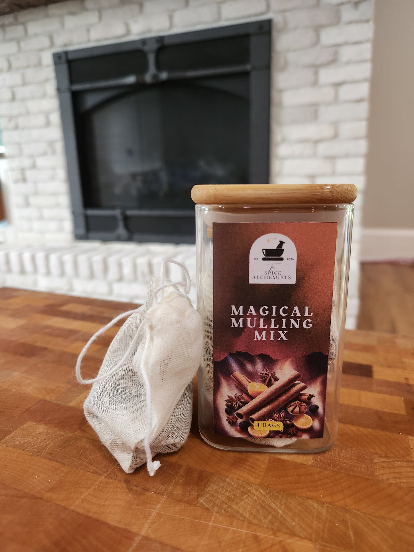 Magical Mulling Spice Mix - 4 mulling bags packaged in eco-friendly glass jar