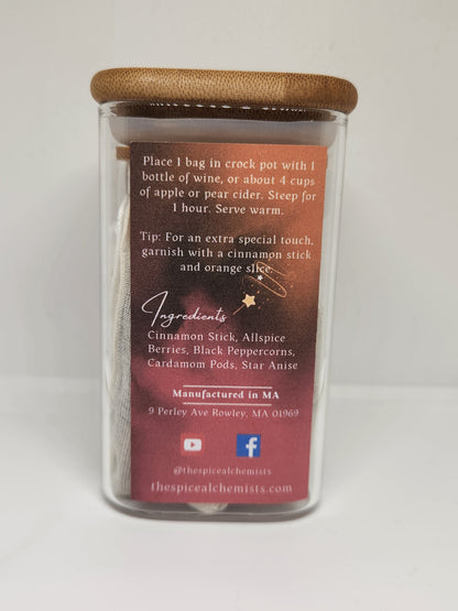 Magical Mulling Spice Mix - 4 mulling bags packaged in eco-friendly glass jar